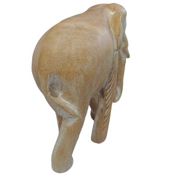 Hand Carved Wood Elephant Long Africa Safari Animal Figurine Safari Decor - Picture 5 of 7